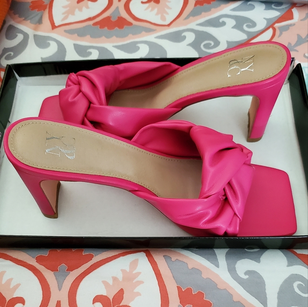 Hot pink mules